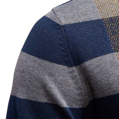 Herren Pullover Langarm Karo Muster Weich