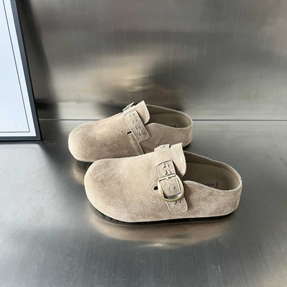 Damen Clogs Wildleder Schnalle Bequem Größe