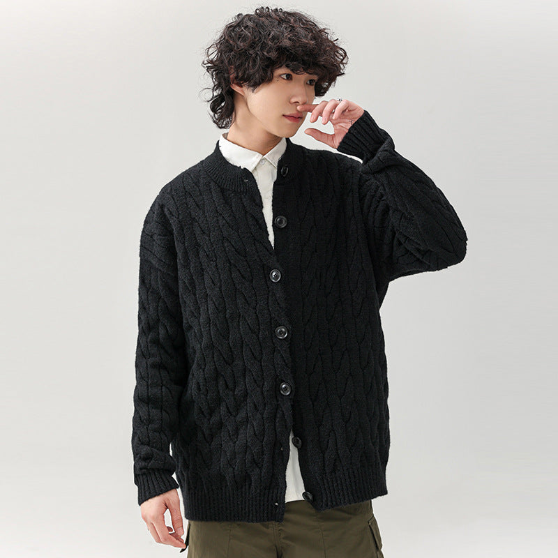 Herren Cardigan Grobstrick Mit Knöpfen Bequem Elegant