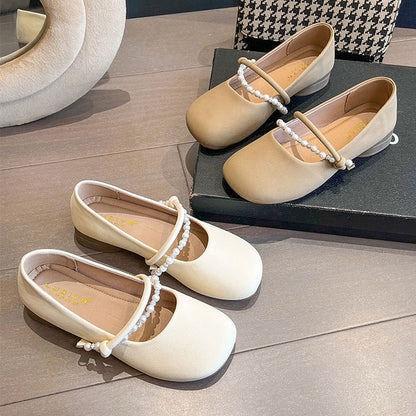 Damen Ballerinas Elegantes Design Perlen Detail