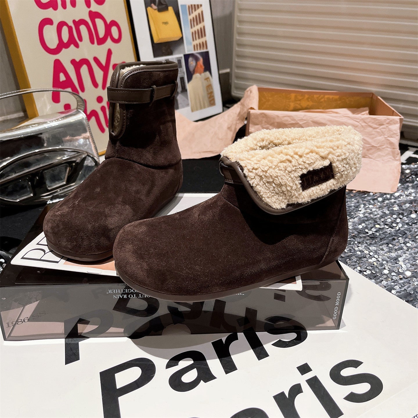 Damen Winterboots Weich Kunstfell Warme Schneestiefel