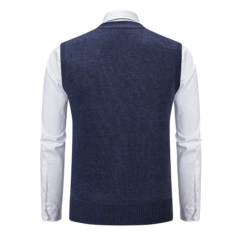 Herren elegante Strickweste mit modernem Rautenmuster und praktischen Taschen BerlinGlamour