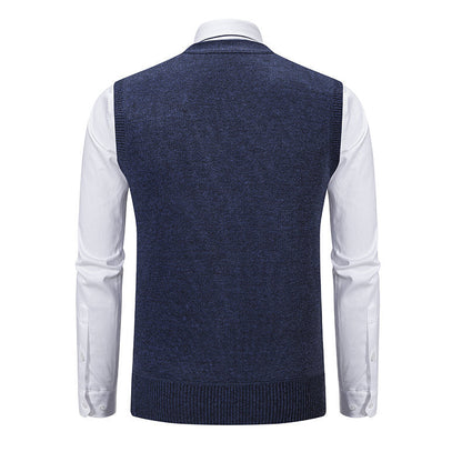 Herren elegante Strickweste mit modernem Rautenmuster und praktischen Taschen BerlinGlamour