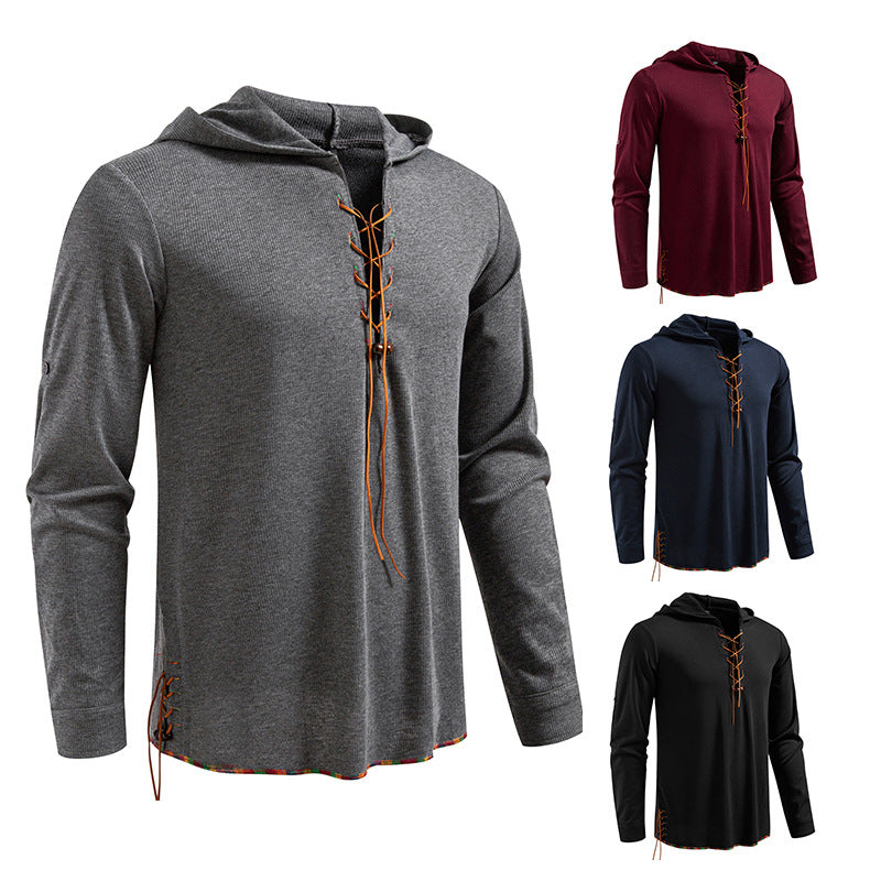 Herren Hoodie Lässig mit Schnürung Modern