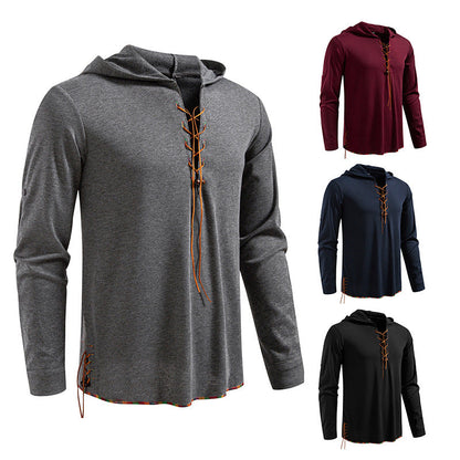 Herren Hoodie Lässig mit Schnürung Modern