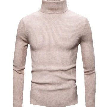 Herren Strickpullover Slim Fit Hochkragen Ripp Optik
