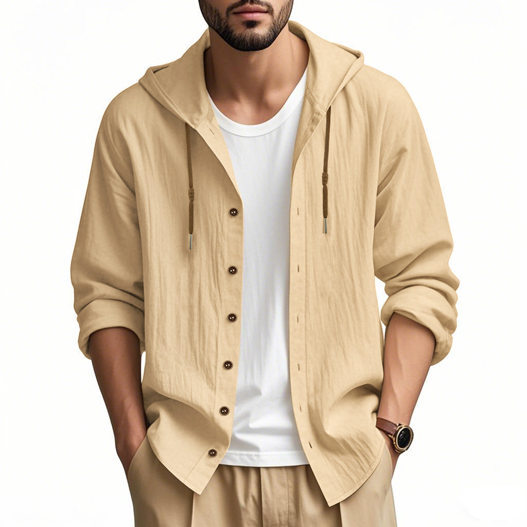 Herren Kapuzenjacke Lässig mit Knöpfen und Taschen