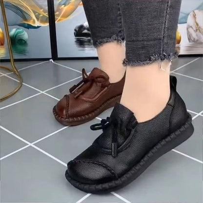 Damen Mokassins Bequem Kunstleder Schnürschuhe Modern