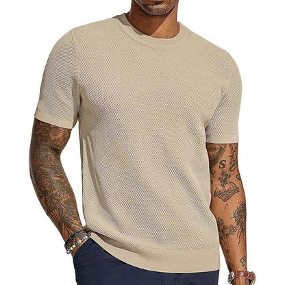 Herren Strickshirt Leicht Luftig Netzstruktur Sommer - BerlinGlamour