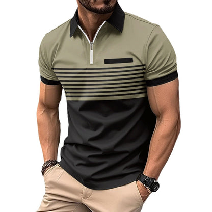 Herren Poloshirt Kurzarm mit Streifenmuster Elegant Modern