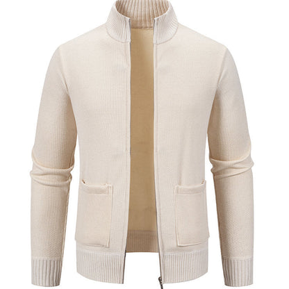 Herren Strickjacke Reißverschluss Taschen Modern
