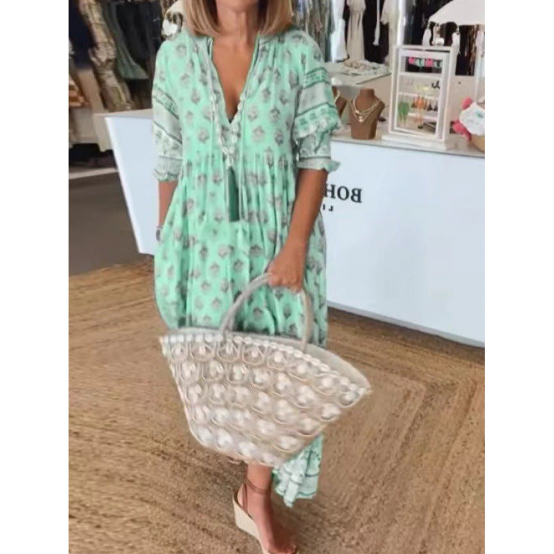 Boho Kleid Damen Geflochtene Schnürung Handgemacht