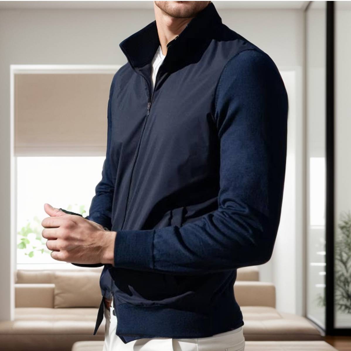 Herren Übergangsjacke Sportlich Komfortabel Stehkragen