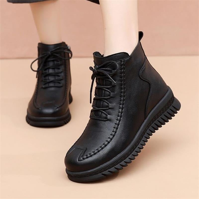 Damen Stiefeletten Hoch Komfort Reißverschluss Schwarz - BerlinGlamour
