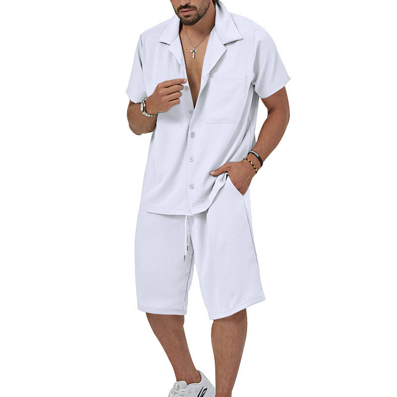 Herren Freizeit-Set Kurzarmhemd lässige Shorts Sommerlich