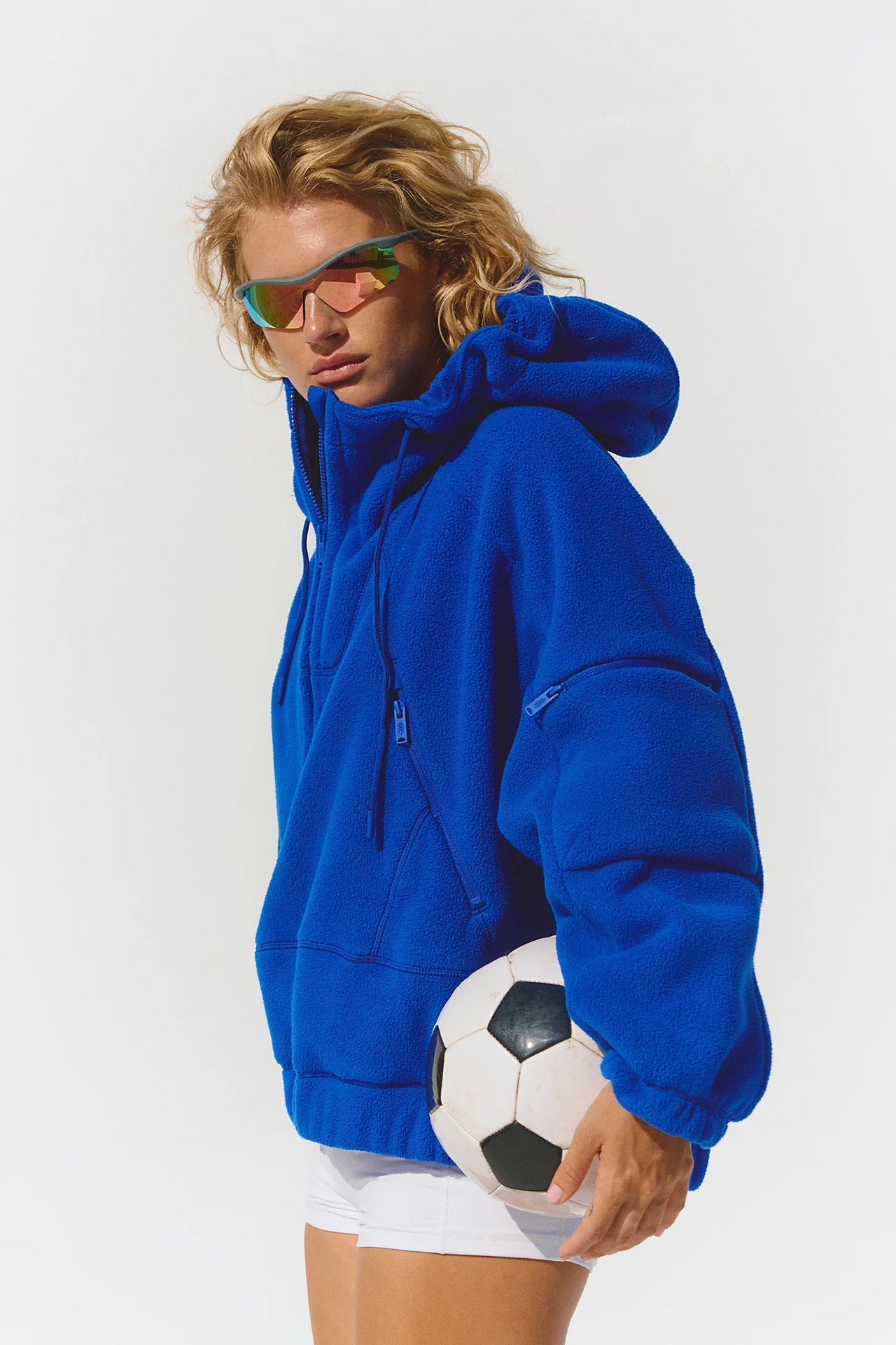 Damen Fleecejacke Oversized Kragen Modern Trendig