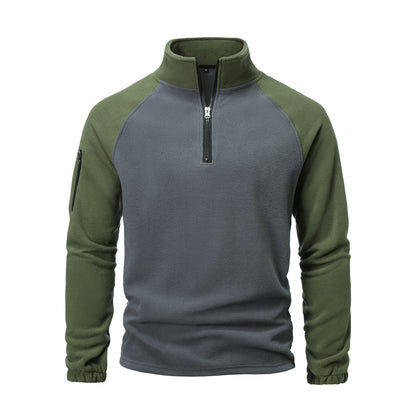 Herren Fleecepullover Warm mit Reißverschluss und Seitentasche