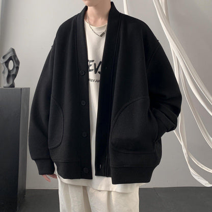 Damen Strickjacke Lässig Mit V-Ausschnitt Und Taschen
