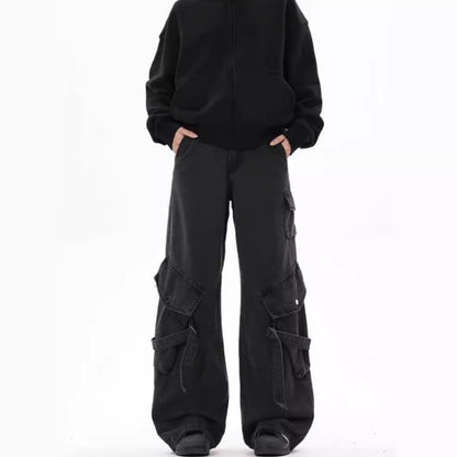 Damen Cargo-Hose Bequem Weite Passform Mit Seitentaschen