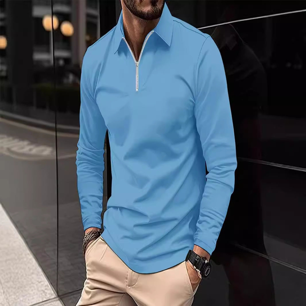 Herren Langarmshirt Modern Reißverschluss Kragen - BerlinGlamour