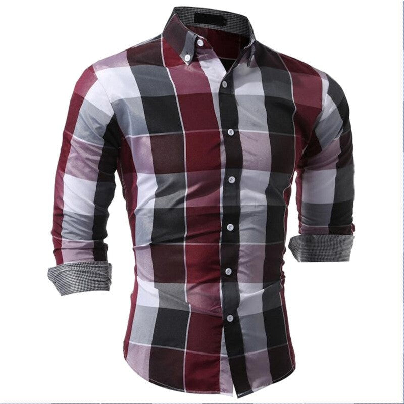 Herren Hemd Karo Muster Langarm Elegant Modern - BerlinGlamour