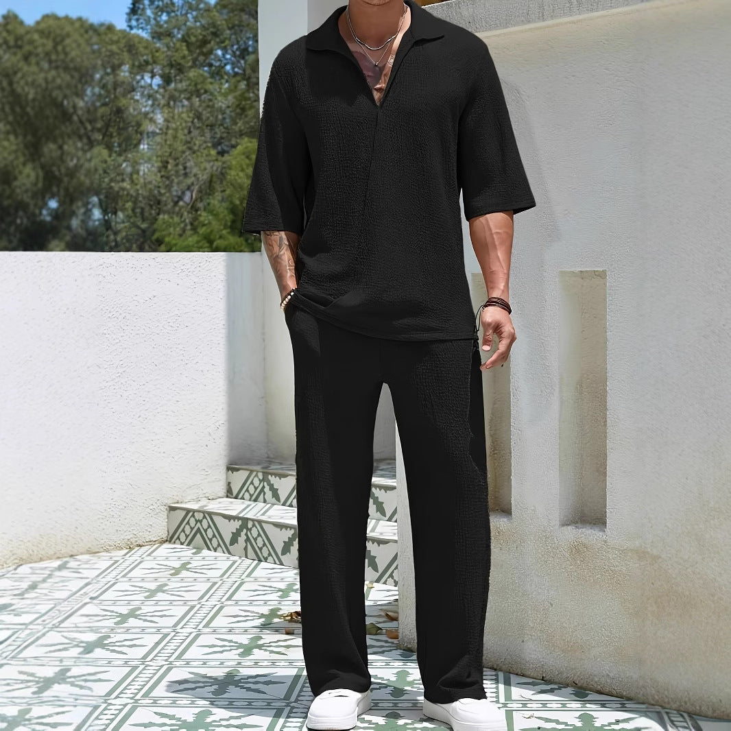 Herren Lounge-Set Bequem Texturiert Grau