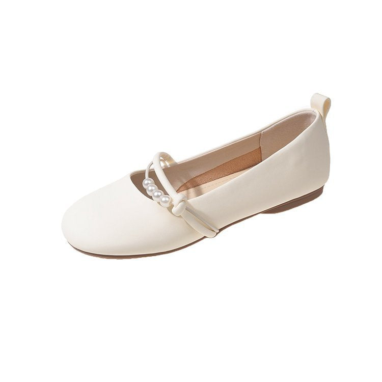 Damen Ballerinas Perlen Riemen Elegantes Design