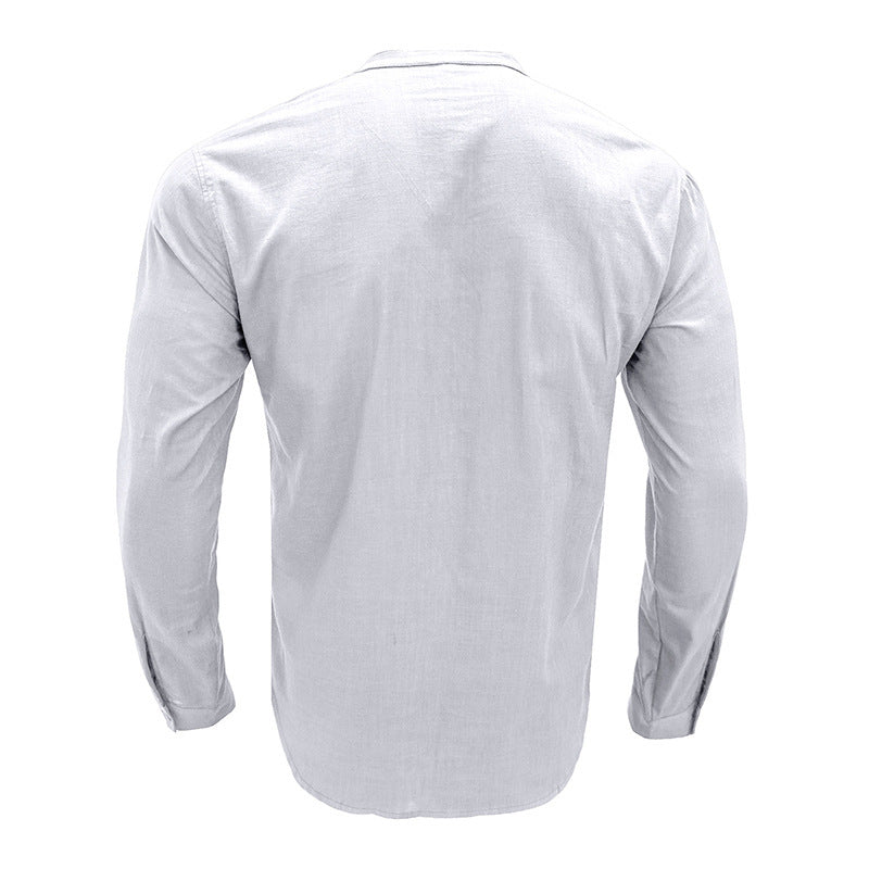 Herren Leinenhemd mit klassischem Henley-Ausschnitt und praktischer Brusttasche BerlinGlamour, ideal für den modernen Online-Shop.