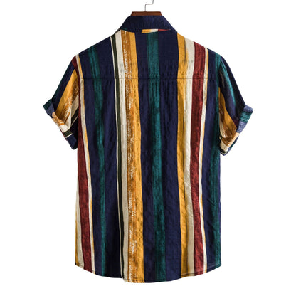 Herren Kurzarmhemd Senkrecht Gestreift Modern Style