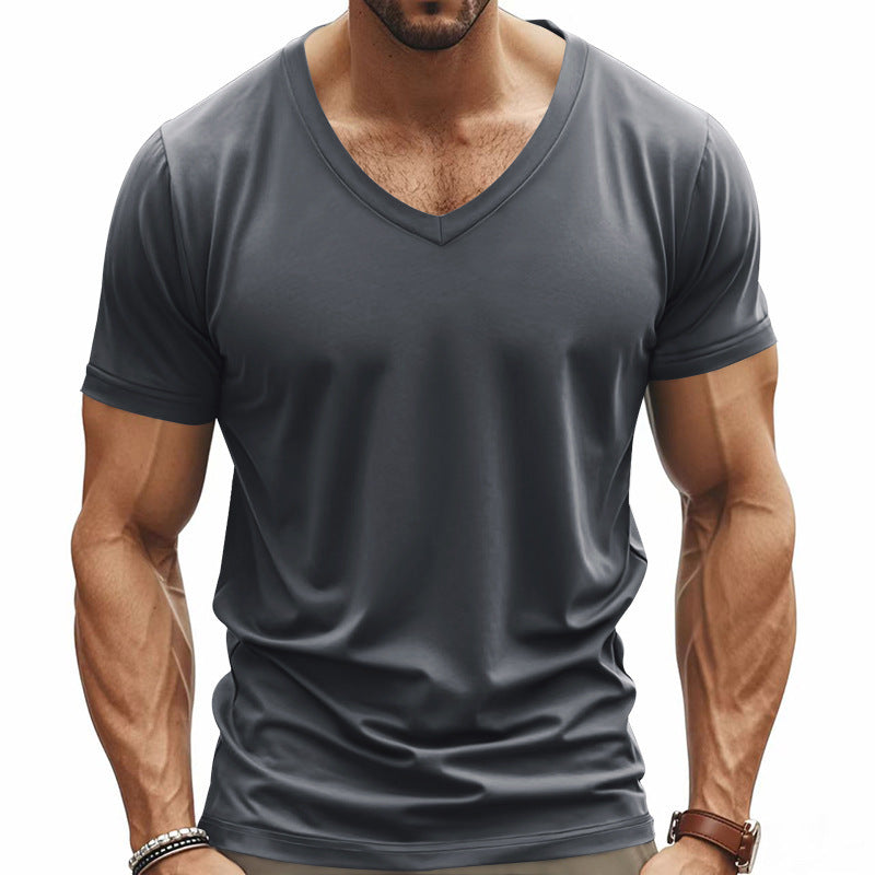 Herren T-Shirt V-Ausschnitt atmungsaktiv Sportlich