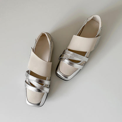 Damen Ballerina Schuhe Metallic Details Modern