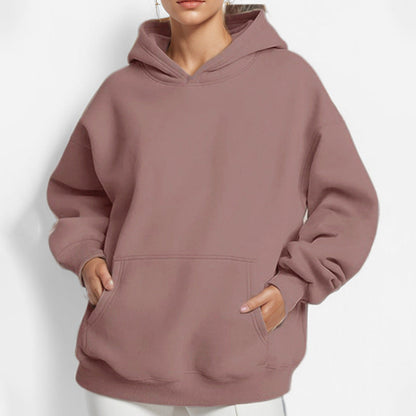 Damen Kapuzenpullover Weich Fleece Lockere Passform