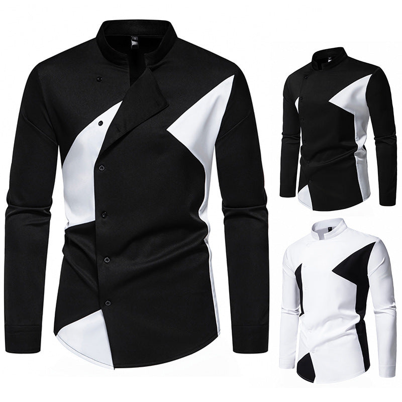 Herren Hemd Moderne Asymmetrisch Knopfdesign Elegant