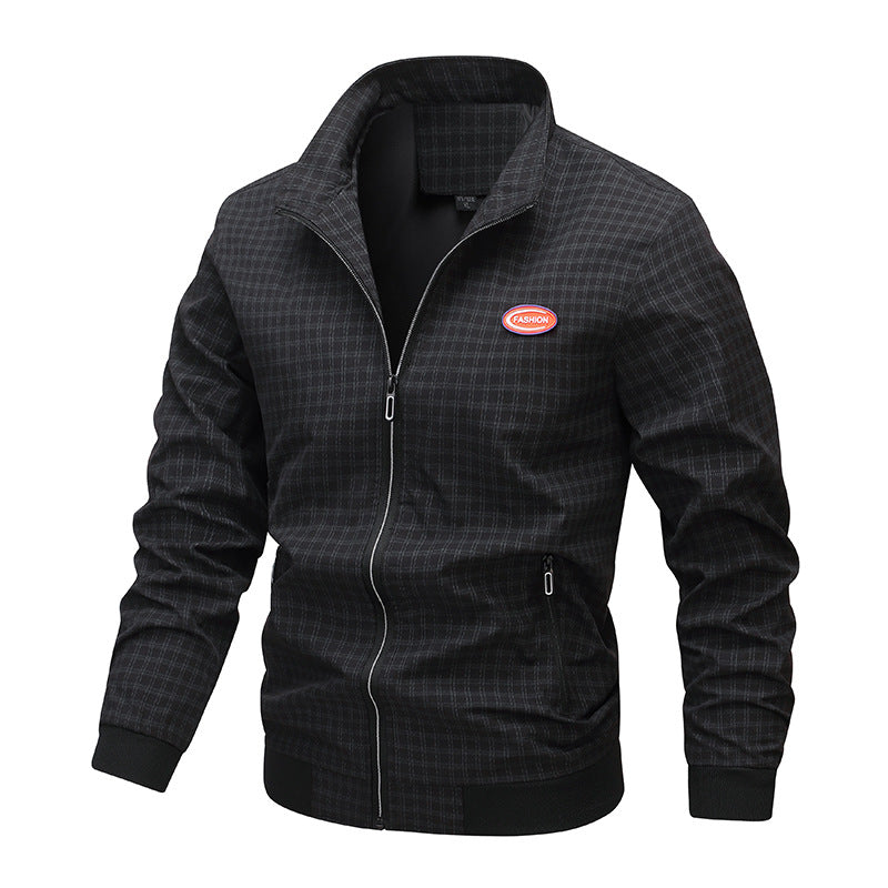 Herren Übergangsjacke Modern mit Karomuster und Taschen - BerlinGlamour