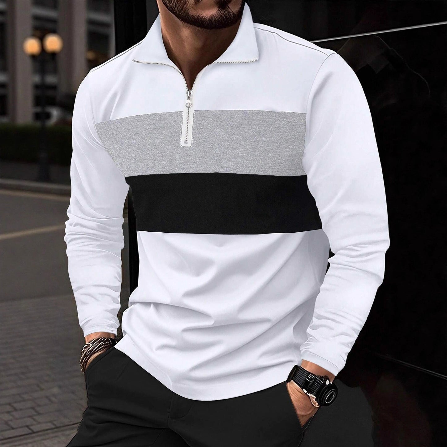 Herren Pullover Zip Modisch Komfortabel Sportlich