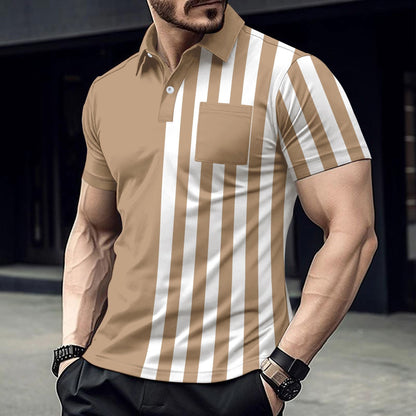 Herren Poloshirt Farbverlauf Elegant mit Brusttasche
