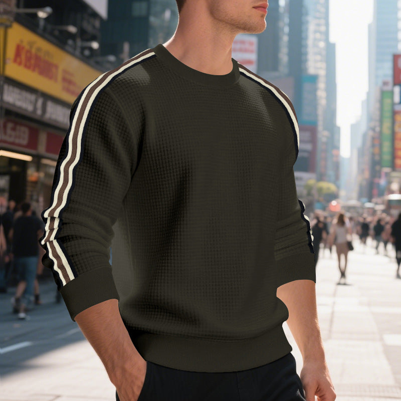 Herren Pullover Struktur Modern mit Kontraststreifen