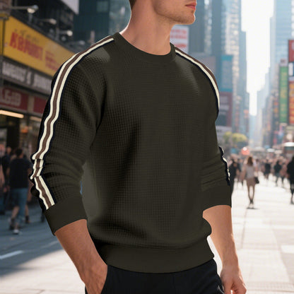 Herren Pullover Struktur Modern mit Kontraststreifen
