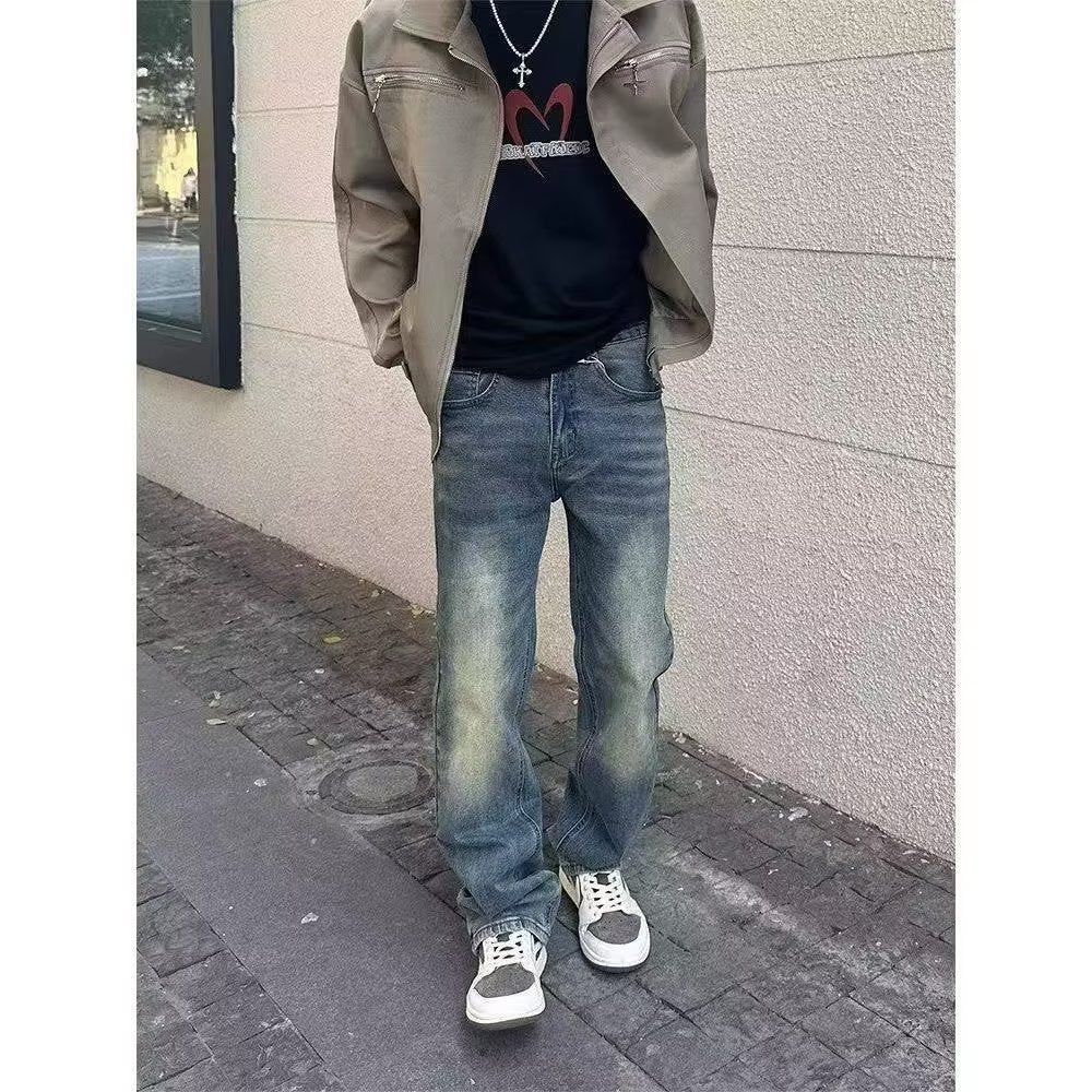 Herren High-Waist Jeans Used-Look Lässig Comfort