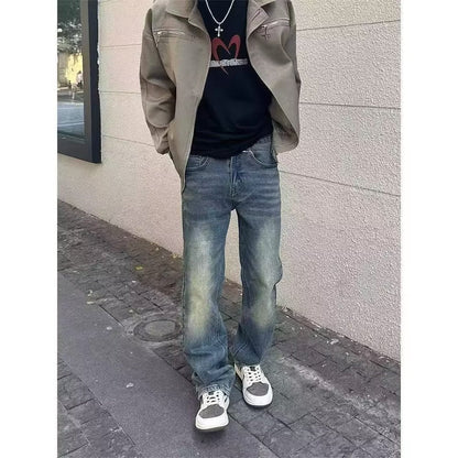 Herren High-Waist Jeans Used-Look Lässig Comfort