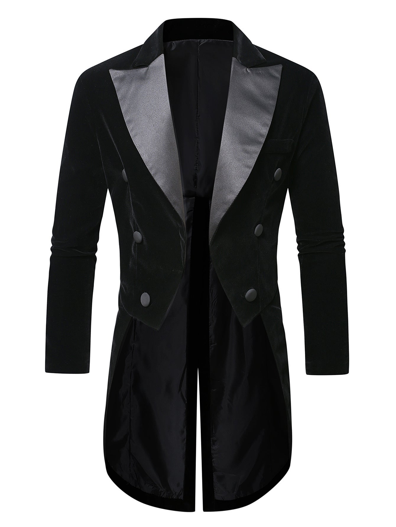 Maßgeschneiderter Samt Blazer Herren Elegant Schwarz