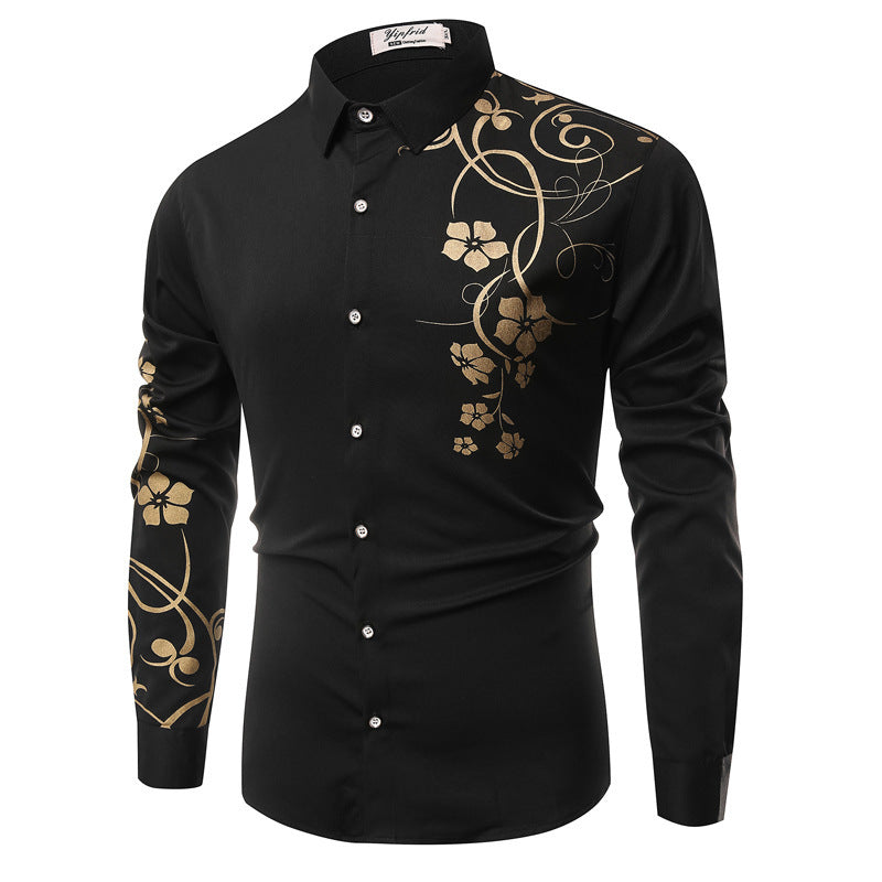Herren Langarmhemd Blumenmuster Modern Berlin Style