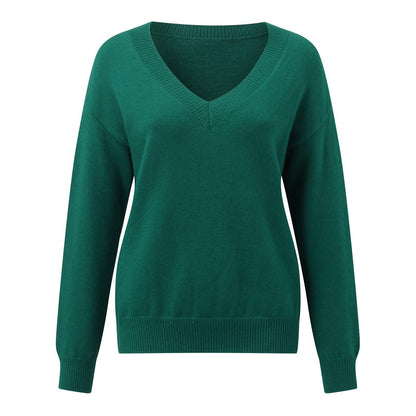 Damen Strickpullover V-Ausschnitt Weich Wollig Elegante Qualität