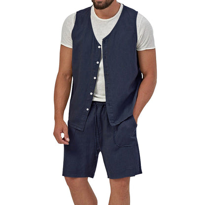 Herren Leinenanzug Lässig Elegant Sommer