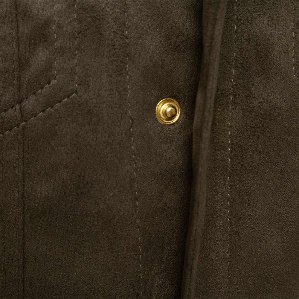Lederjacke Herren Vintage Stil mit Taschen Elegant Schwarz