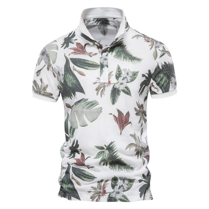 Herren Polohemd Blumenmuster Klassisch Elegant