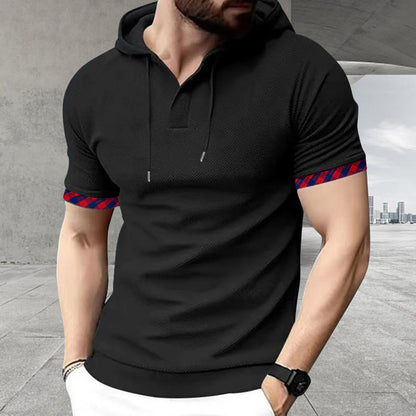Herren Polo Shirt Kapuze Modern Sportlich