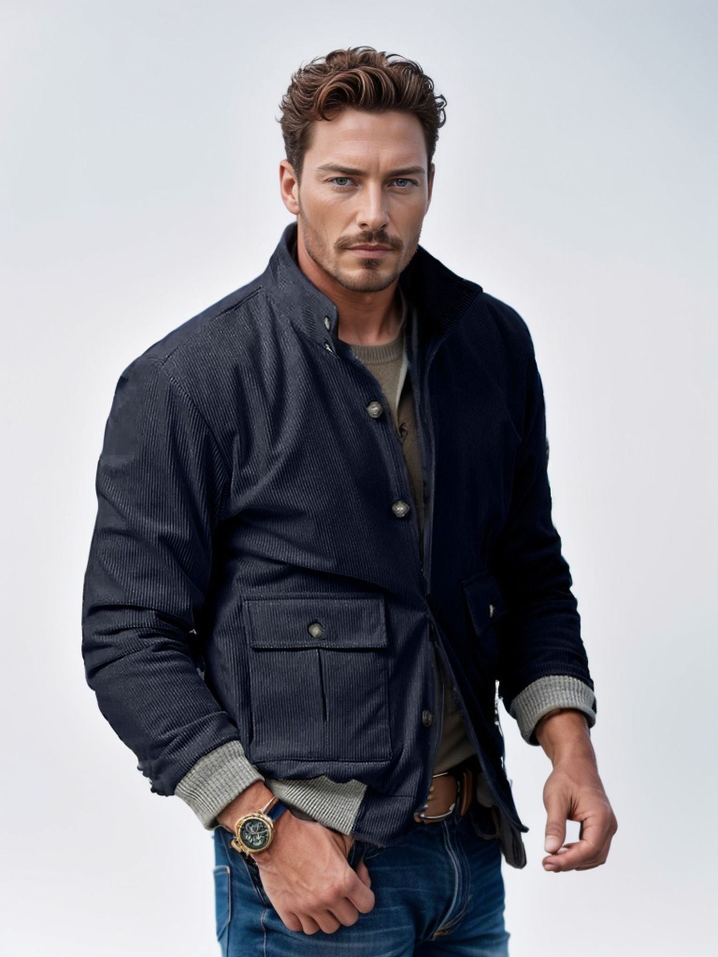 Herren Cordjacke Modern Schnitt Casual