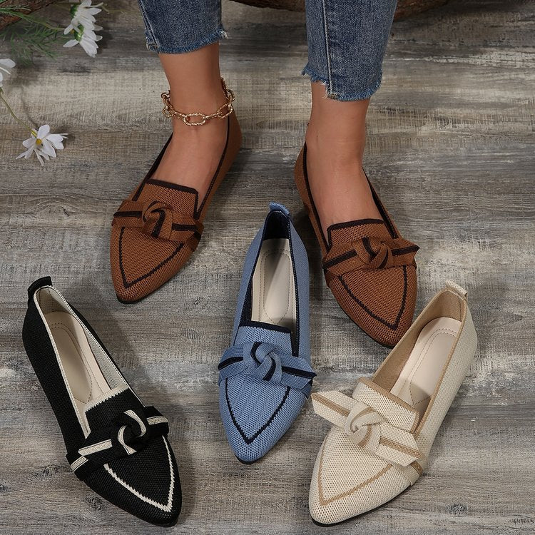 Damen Ballerinas Schick Schleifen Detail Stabiler Boden
