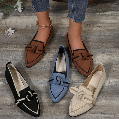 Damen Ballerinas Schick Schleifen Detail Stabiler Boden